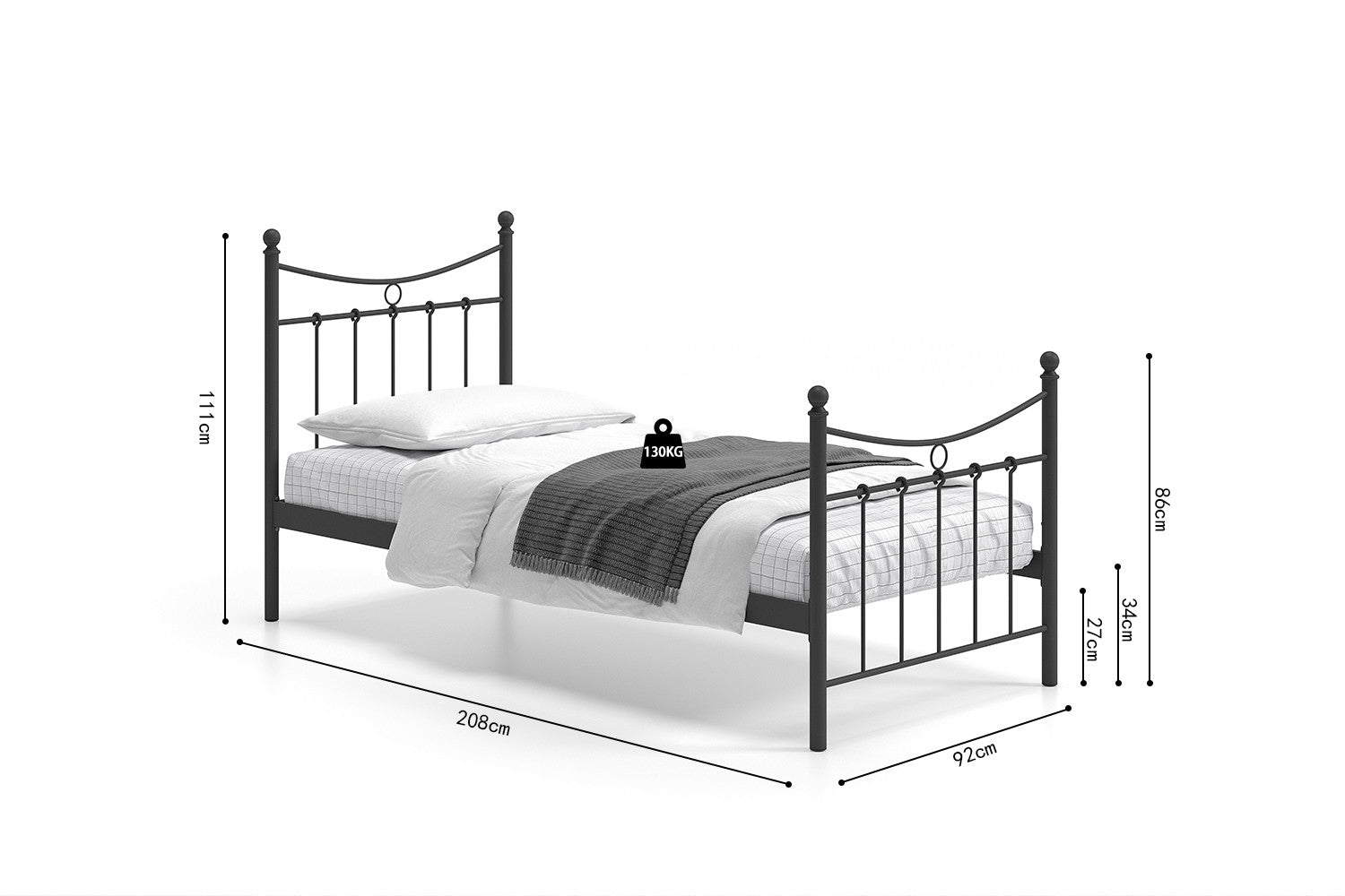 Bed Sandra 90x200 met lattenbodem Zwart