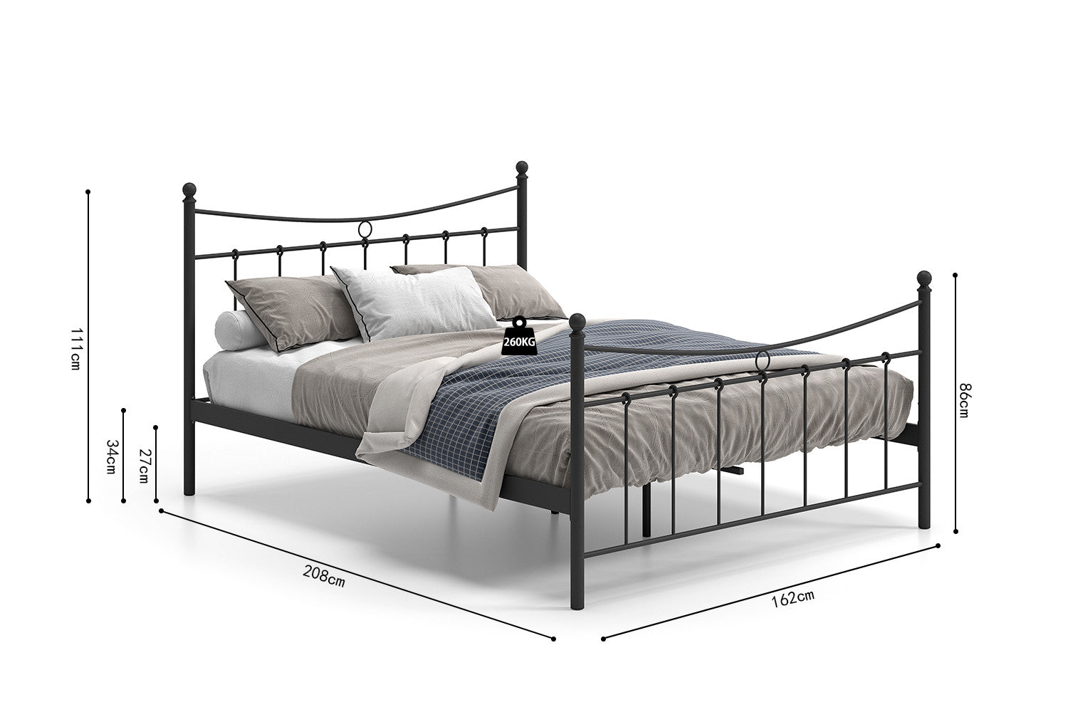 Bed Sandra 140/160x200 met lattenbodem Zwart