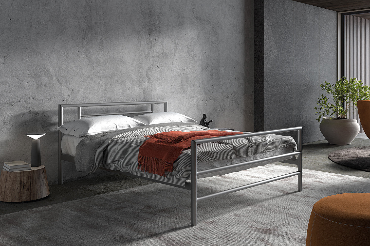 Bed Silka 140/160x200 met lattenbodem Grijs