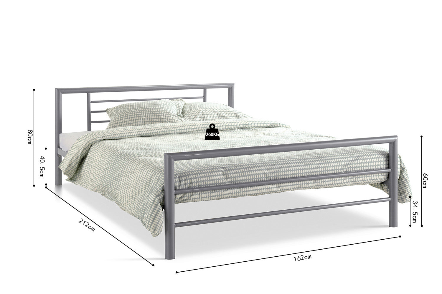 Bed Silka 140/160x200 met lattenbodem Grijs