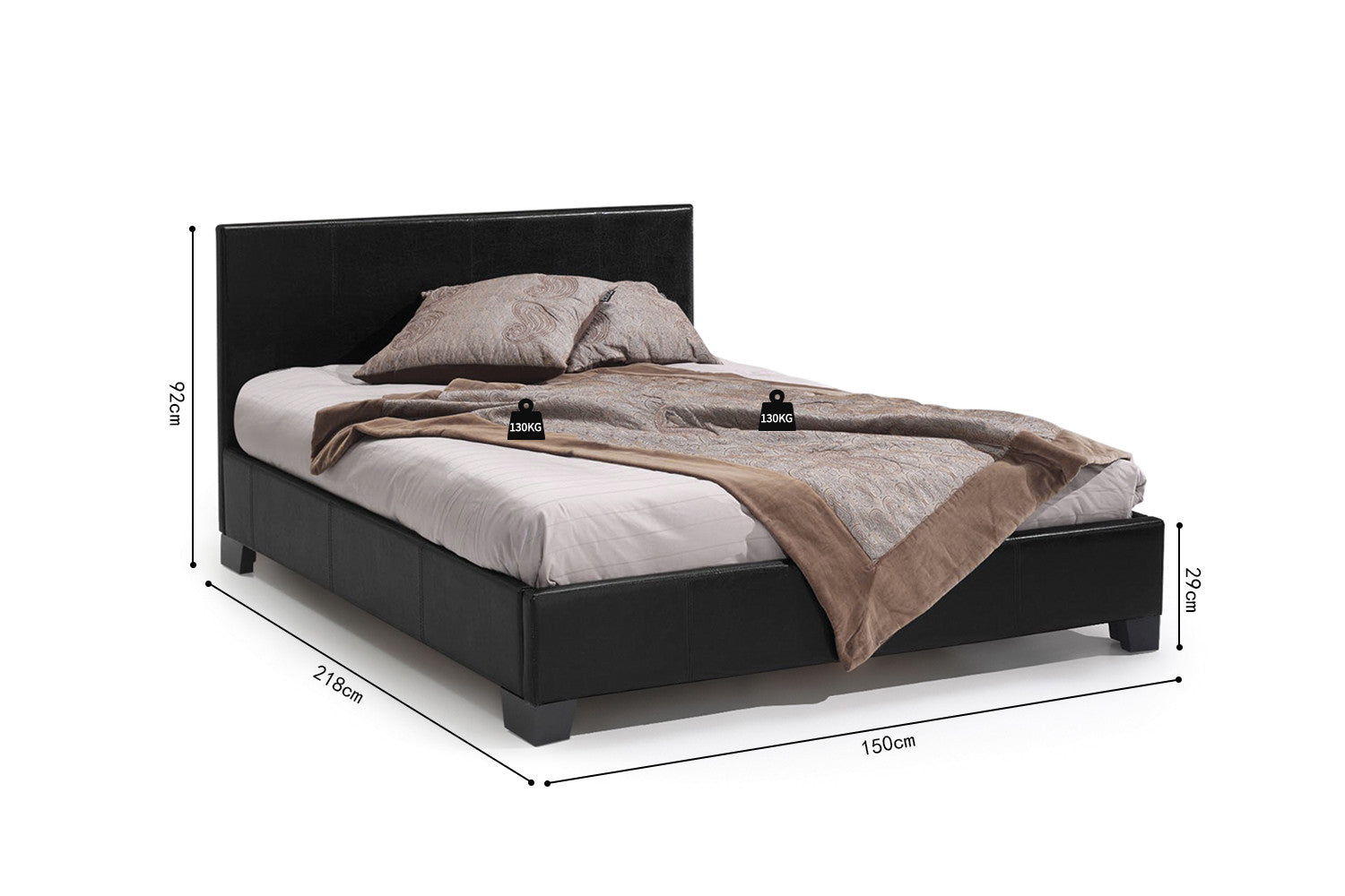 Bed Rudena 140/160x200 met lattenbodem PU Zwart