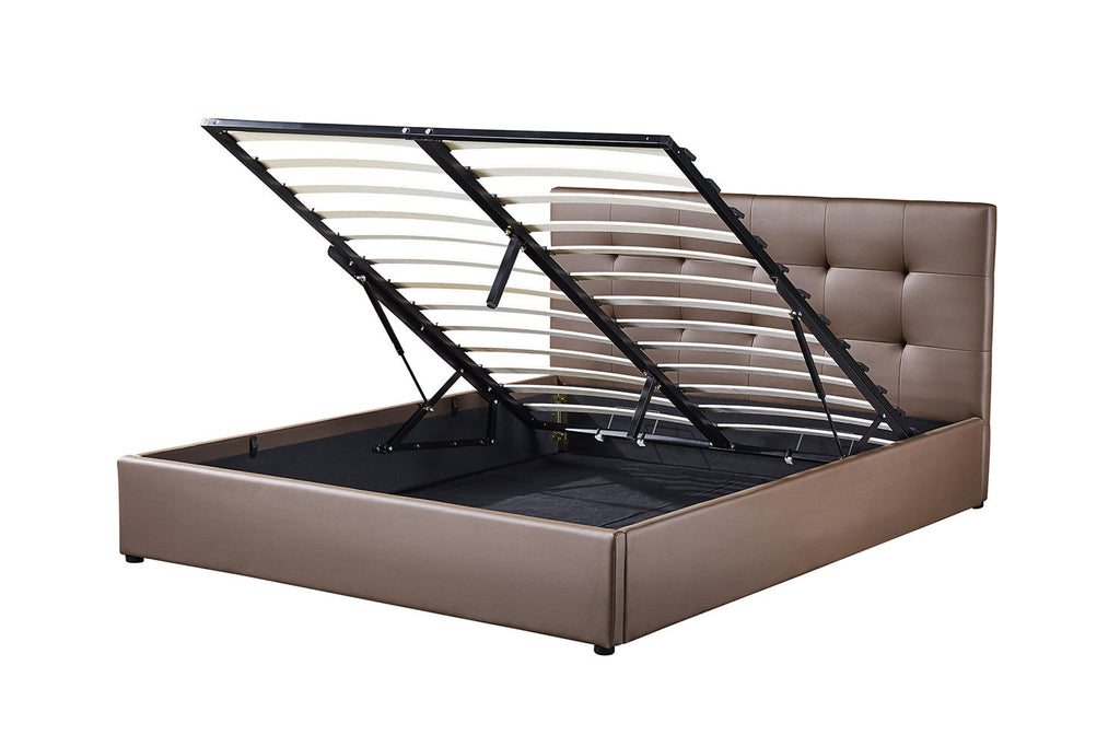 Bed met koffer Pimera 160x200 met lattenbodem PU Taupe