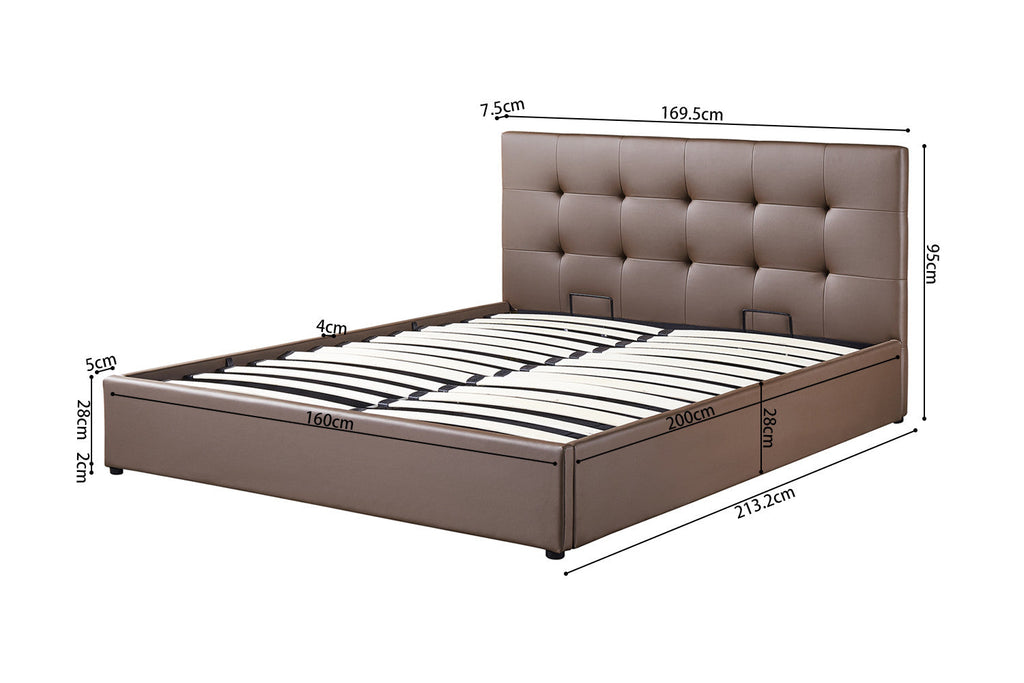 Bed met koffer Pimera 160x200 met lattenbodem PU Taupe