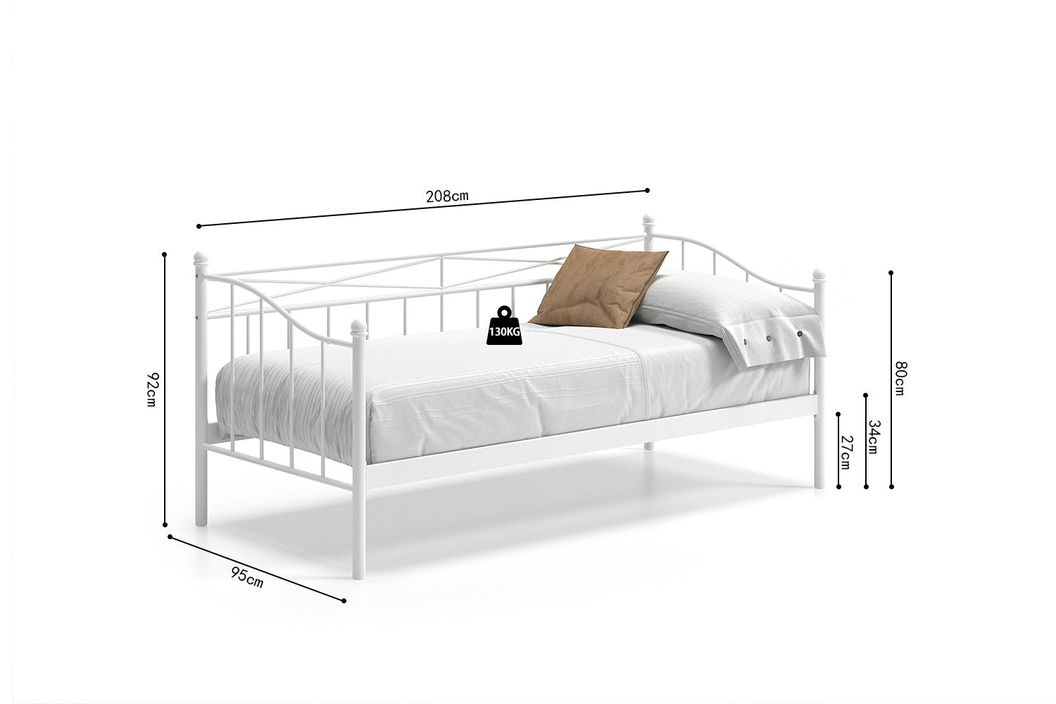Bed Simone 90x200 met lattenbodem Wit