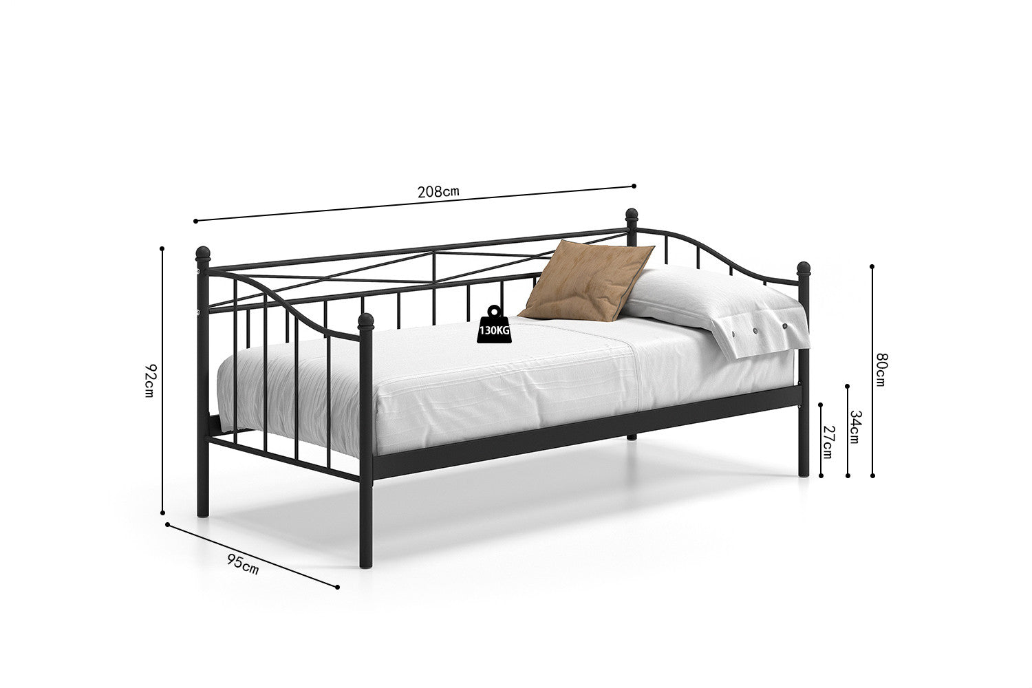 Bed Simone 90x200 met lattenbodem Zwart