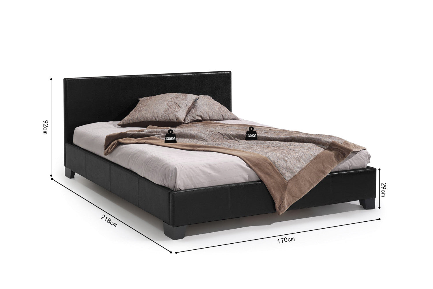 Bed Rudena 140/160x200 met lattenbodem PU Zwart