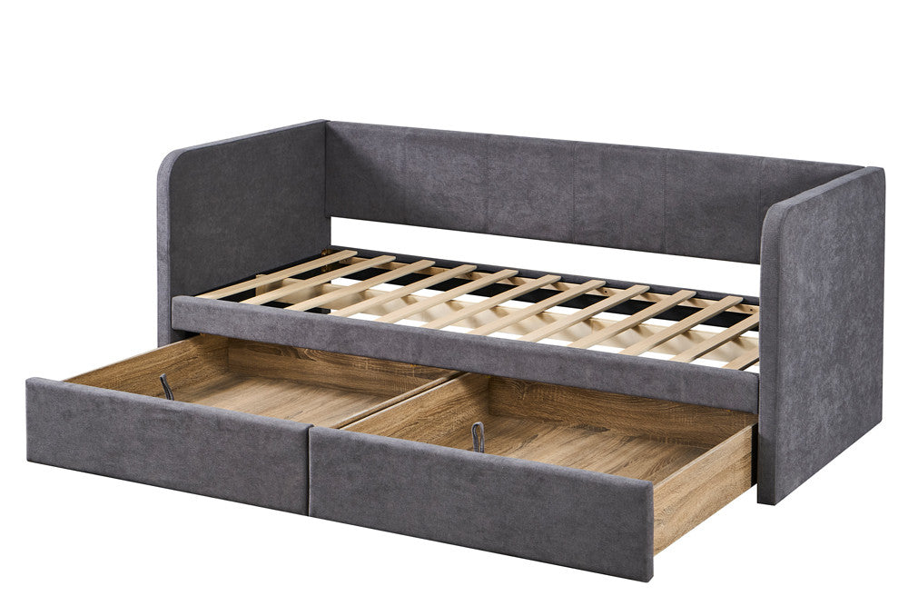 Bed Pamina 90x200 met lattenbodem Stof Grijs