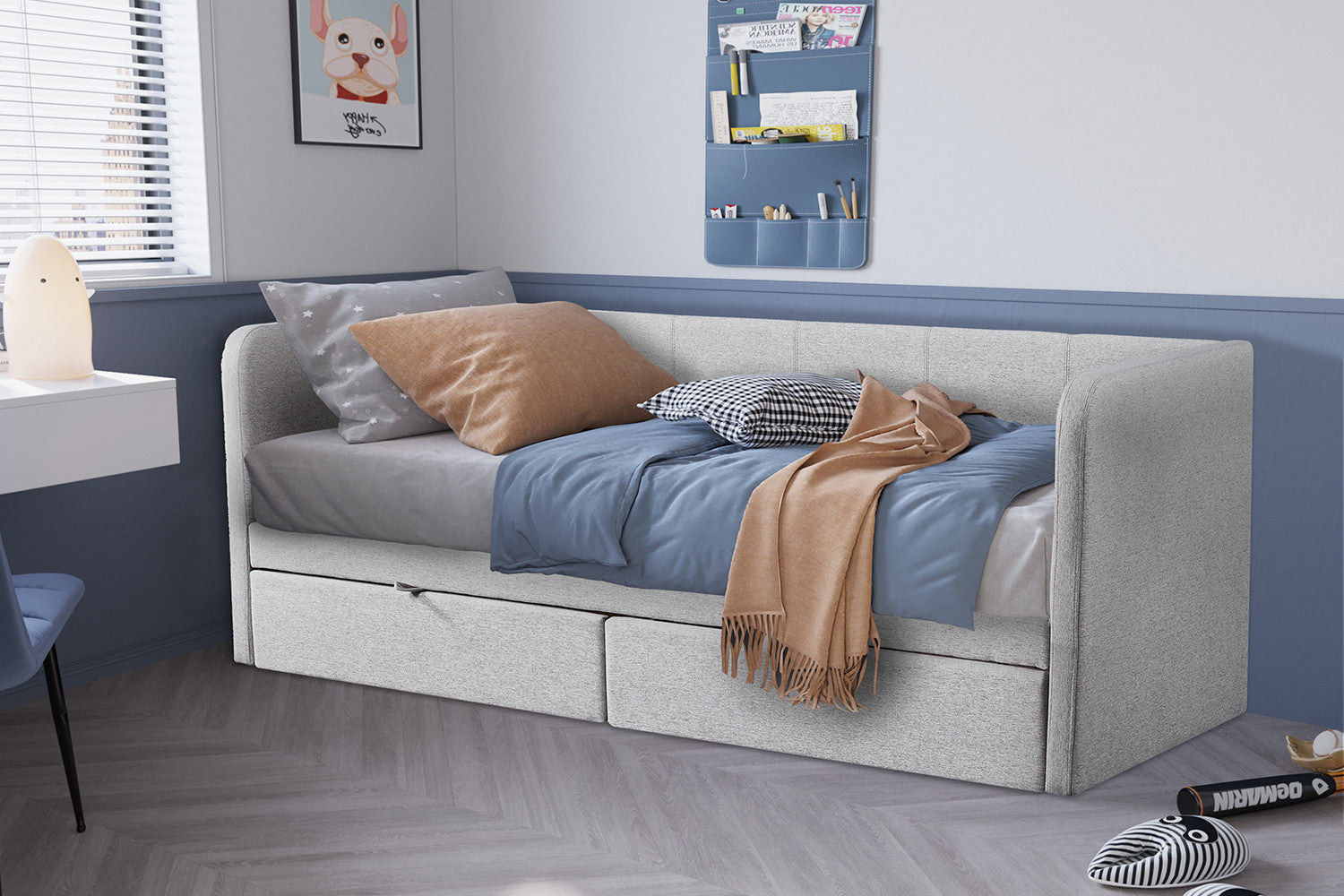 Bed Pamina 90x200 met lattenbodem Beige